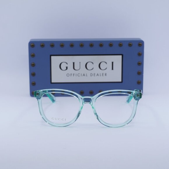 Gucci GG1687O 004 Square Eyeglasses – Transparent Green 52mm - Picture 2 of 9